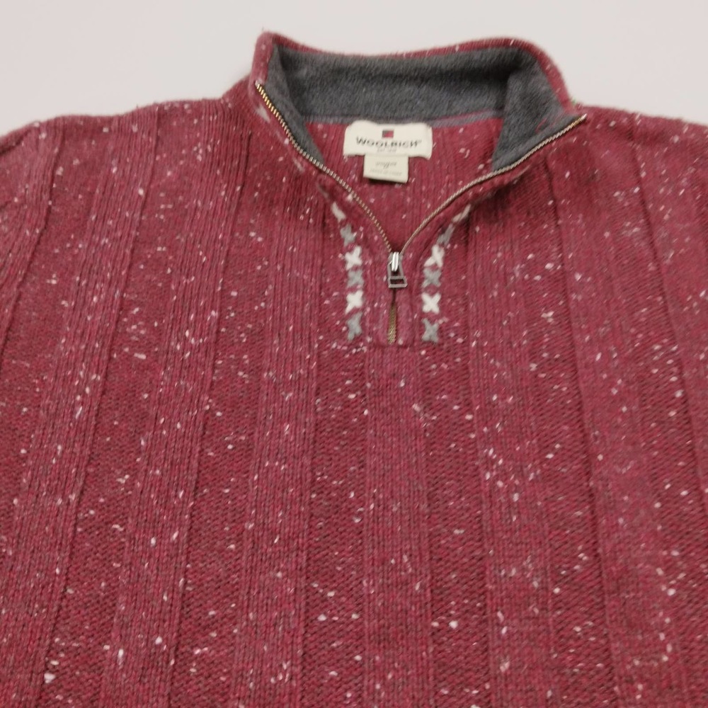 Woolrich Women 1/4 Zip Wool Pullover Ruby Heather Sweater Red - Picture 4 of 7